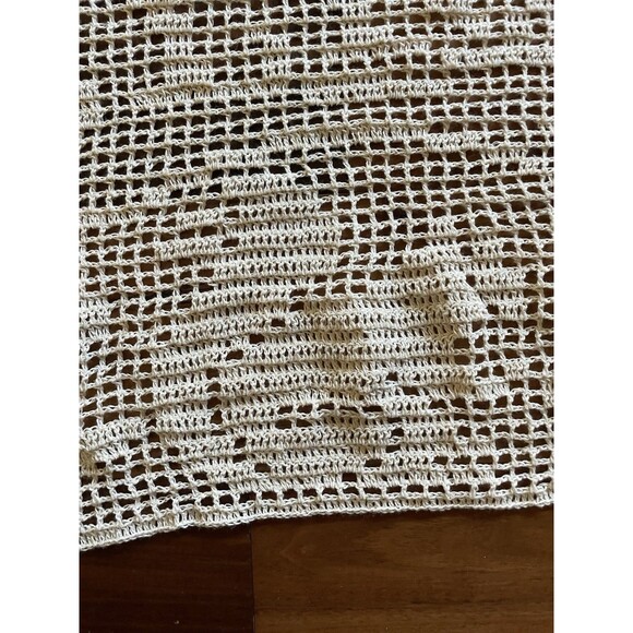 Large Mary Card WOODLAND Deer Filet Crochet Table Runner Ecru 25”*38” - Picture 6 of 7